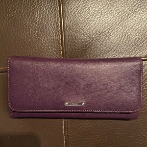 Authentic Fendi  saffiano leather burgundy wallet